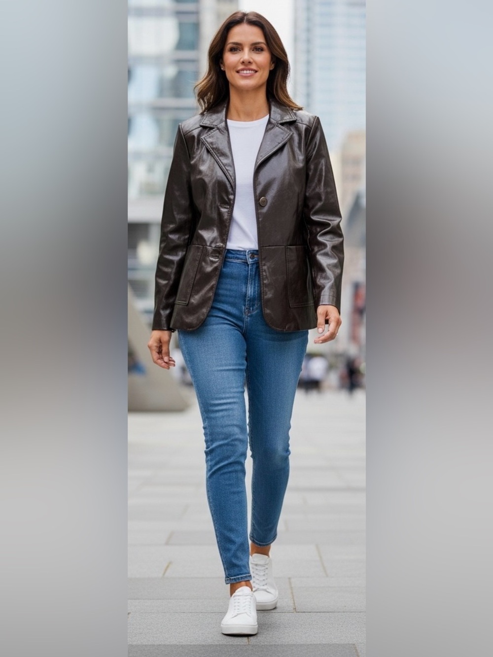 NWT A New Day Brown Faux Leather Jacket & Brown Leather Skirt Set